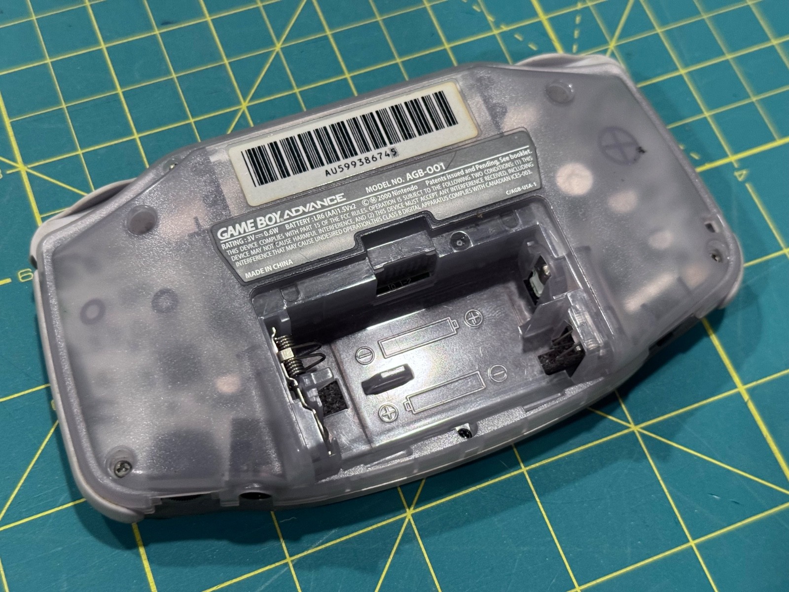 Nintendo Game Boy Advance Console System – Clear Glacier – Parts Only