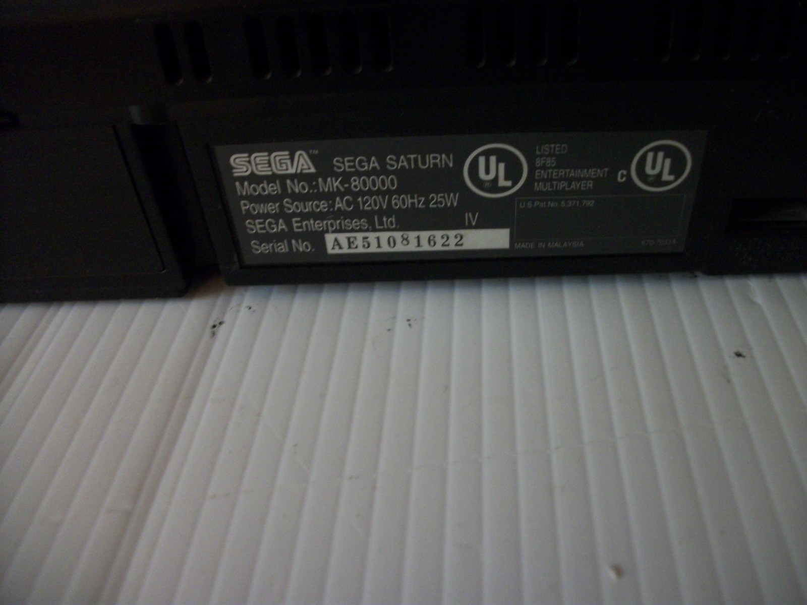 SEGA Saturn Model MK-80000 Console Only – Parts Or Repair – POWERS ON NO SIGNAL
