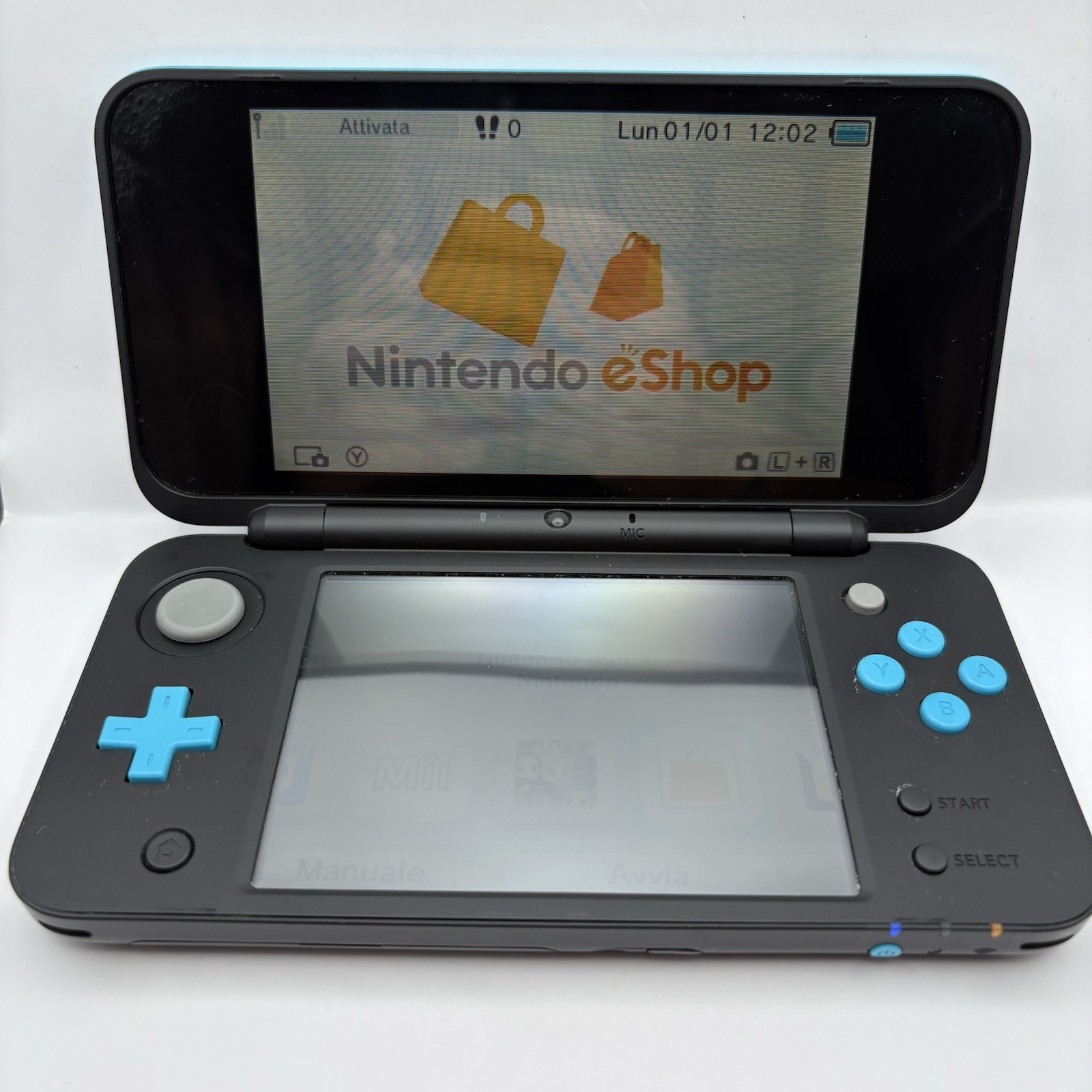 NEW NINTENDO 2DS XL 4GB BOXED – BLACK/TURQUOISE + ACCESSORIES