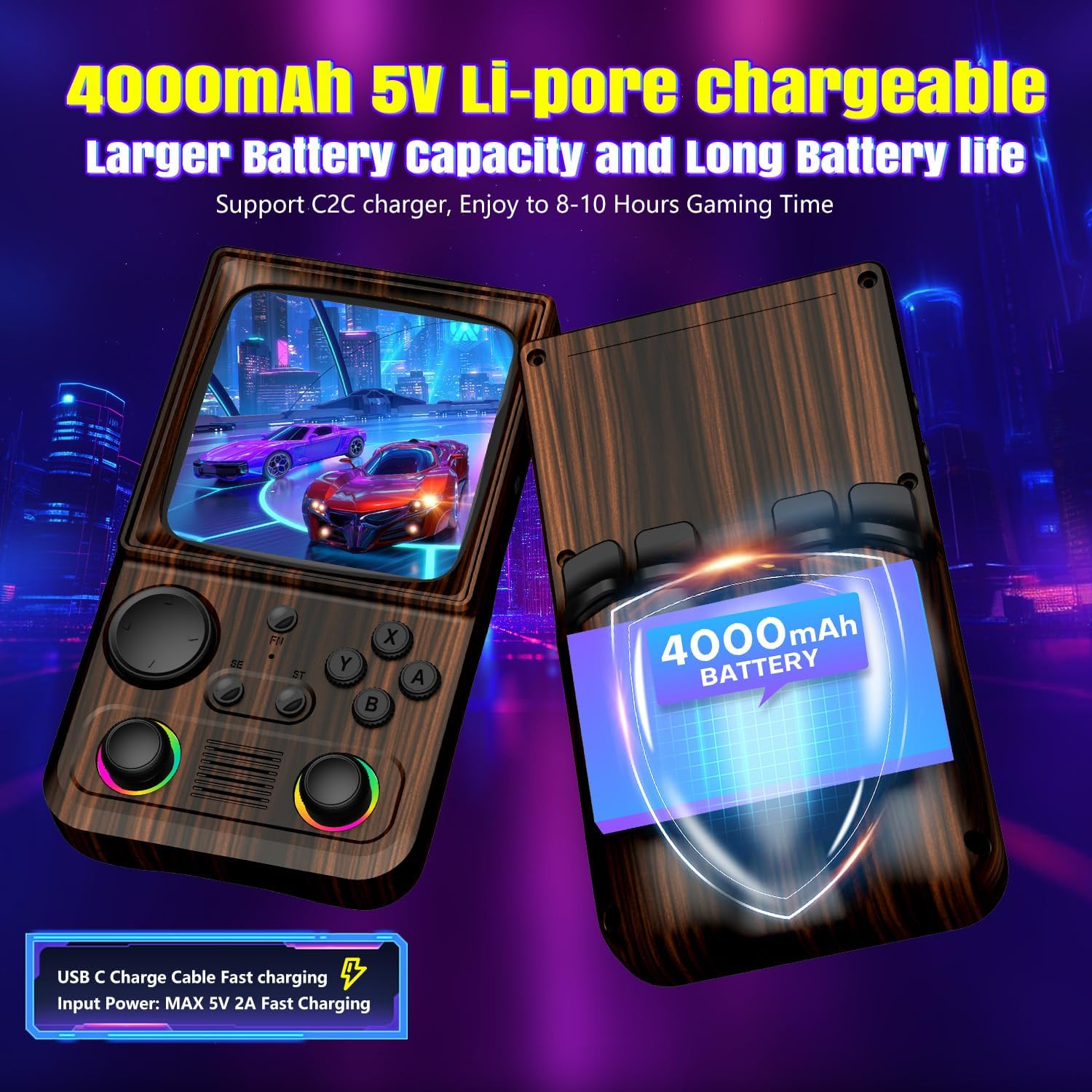 R36TMAX Retro Gaming Console, 4.0” IPS Screen, Retro Handheld Game Console 64GB