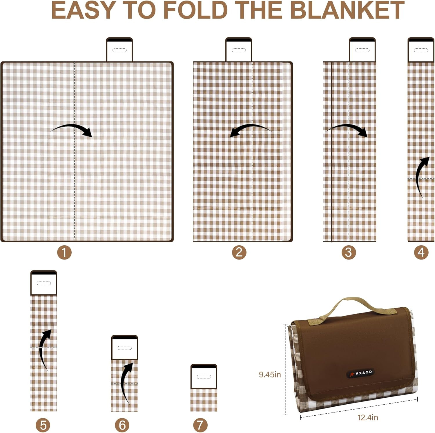Outdoor Picnic Blanket 80″X80″ Picnic Mat Extra Large Camping Blanket Beach Blan
