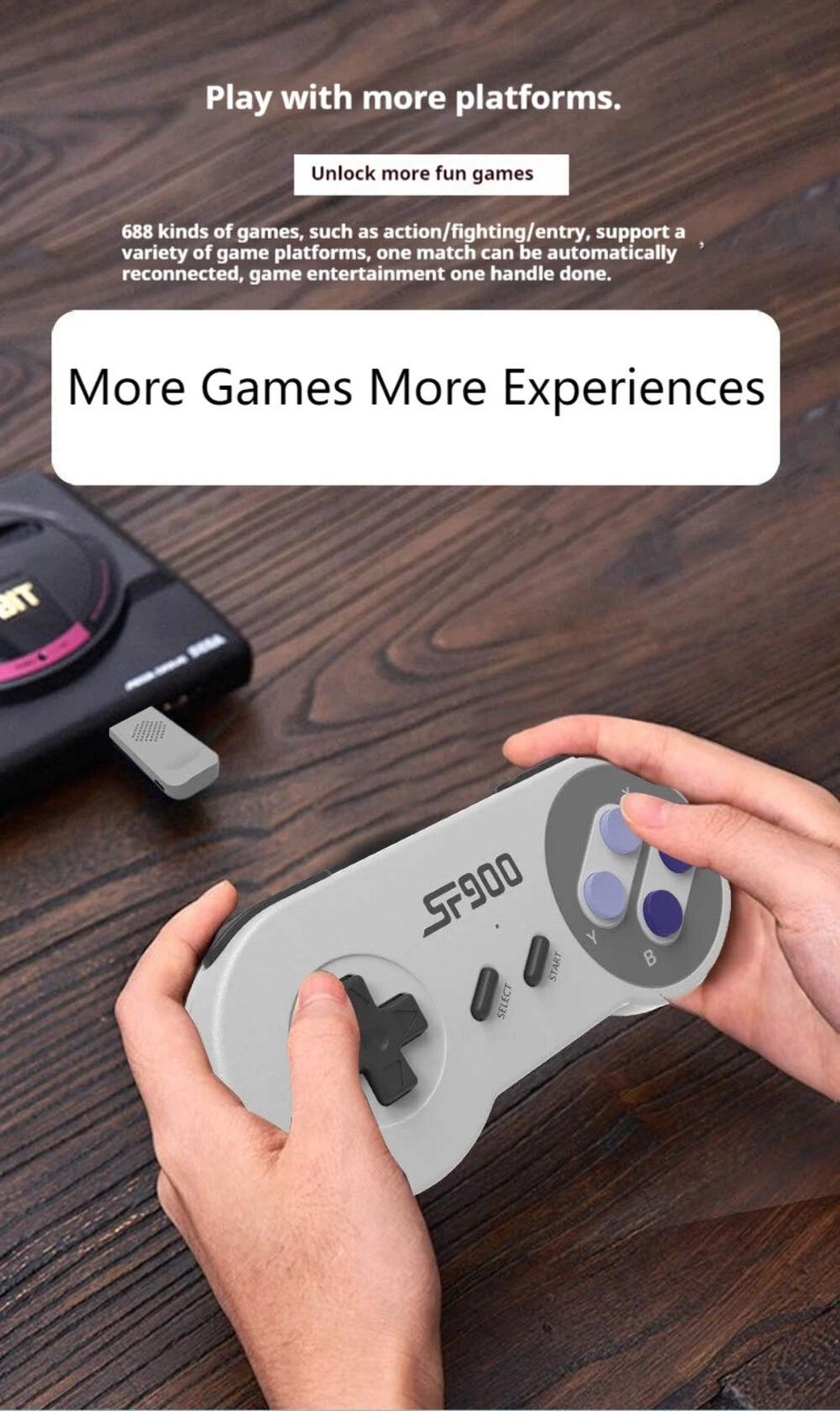 SF900 Mini Video Game Console 2.4G Dual Wireless Console Game Stick 5000 Classic