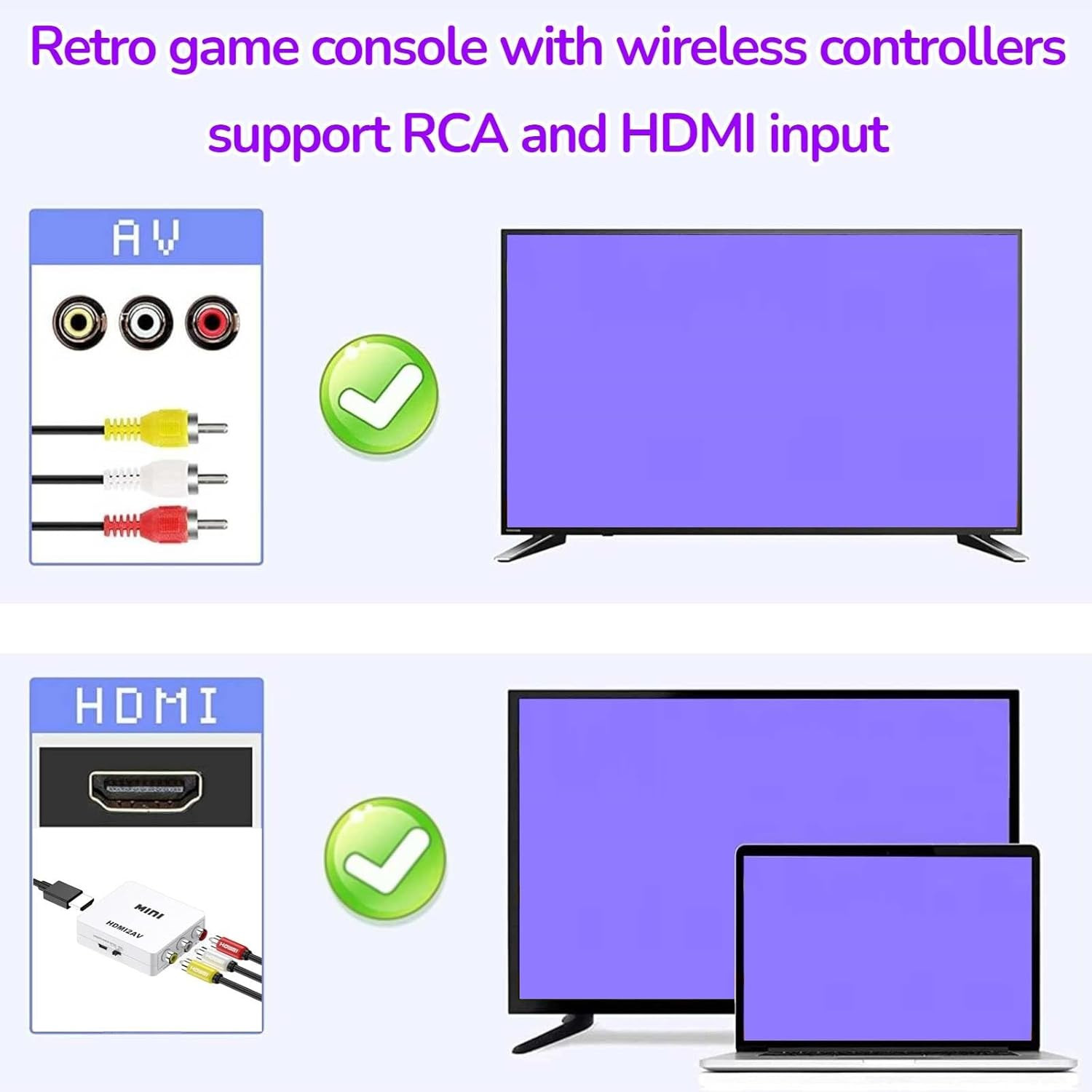Classic Mini Retro Game Console,Av and HDMI Output Handheld Game System with Dua