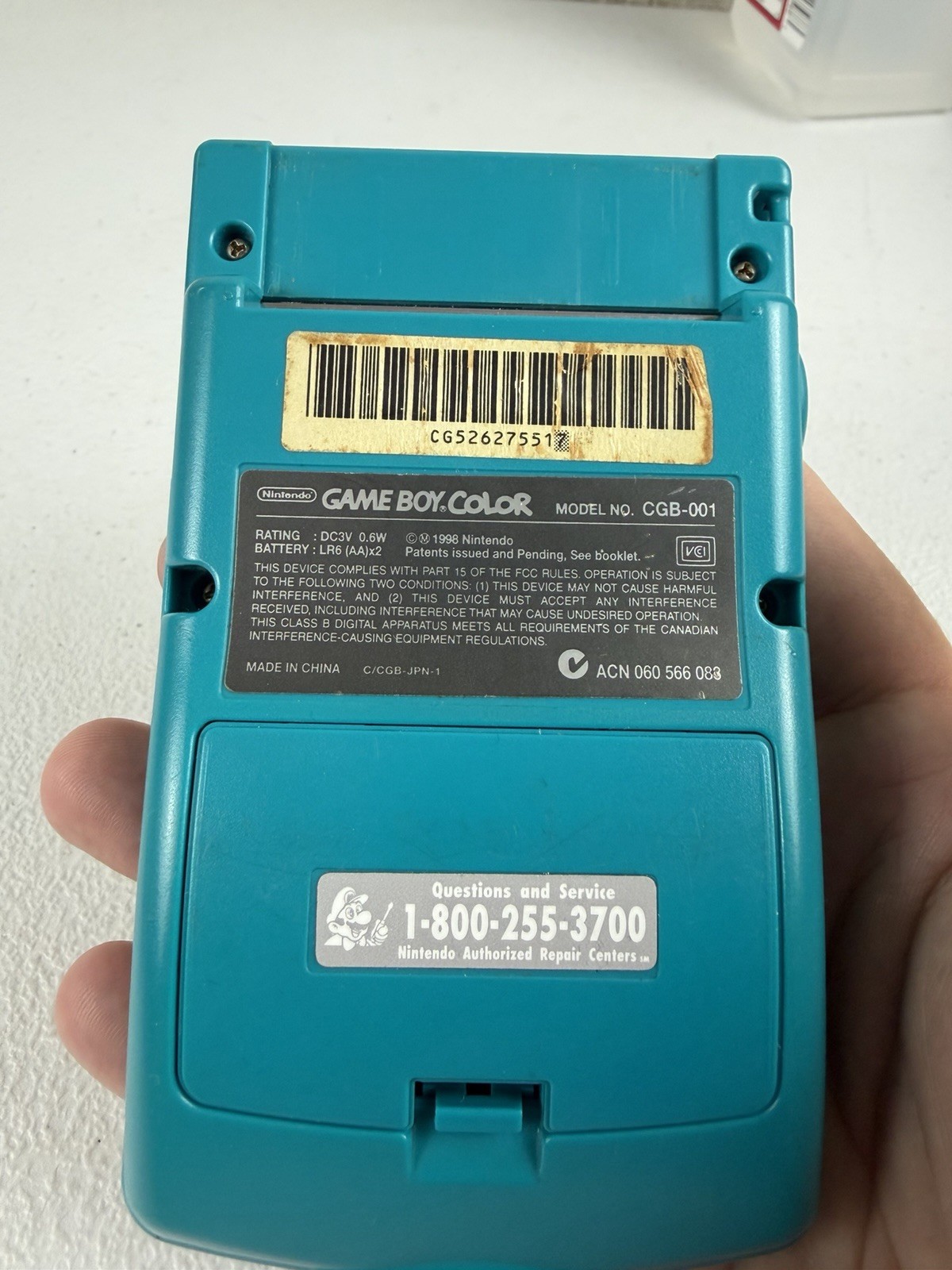 Nintendo Game Boy Color Handheld Console Teal With 2 Games TESTED Rugrats Barbie