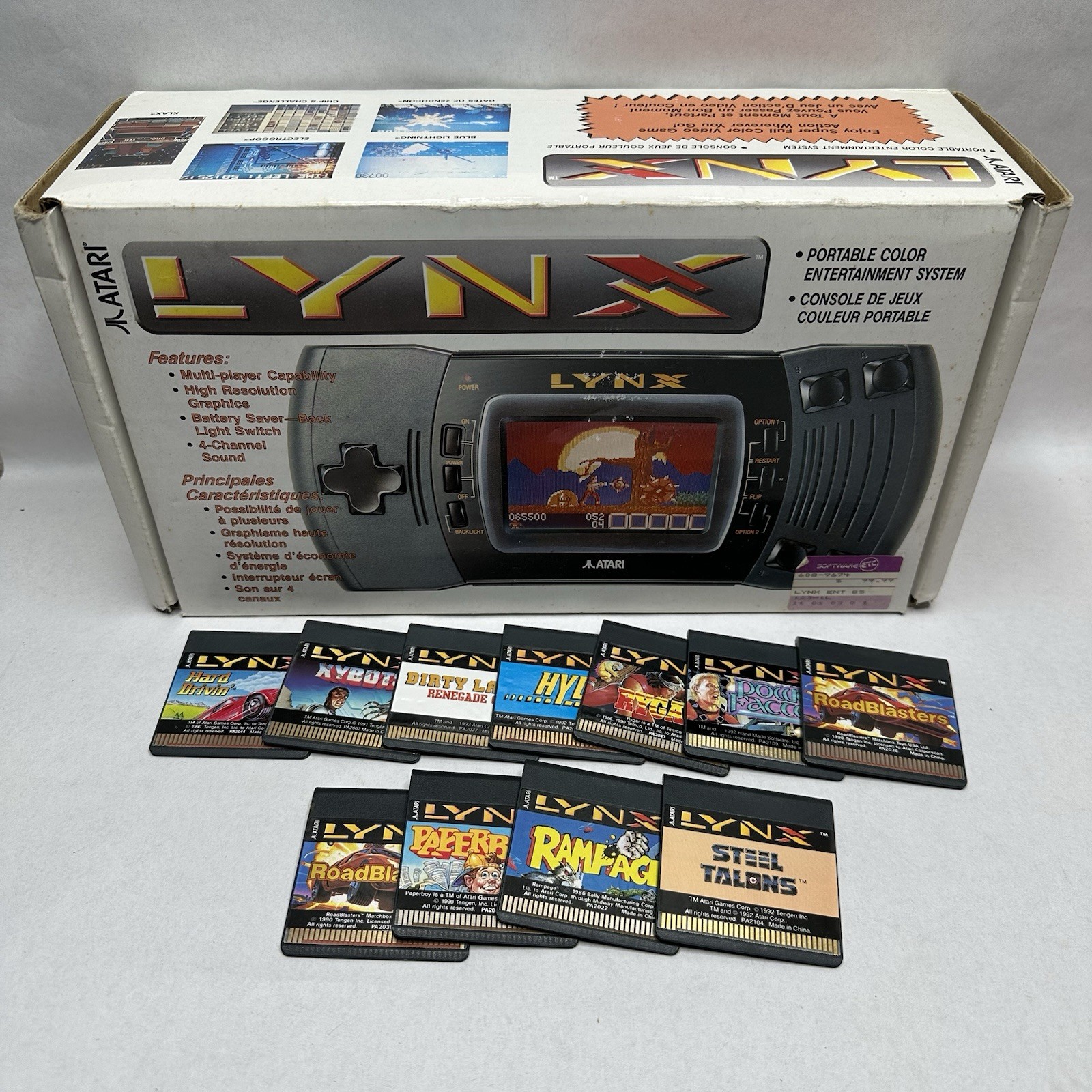 Atari Lynx Gaming System with Original Box Tested and 11 Games Power Cord READ