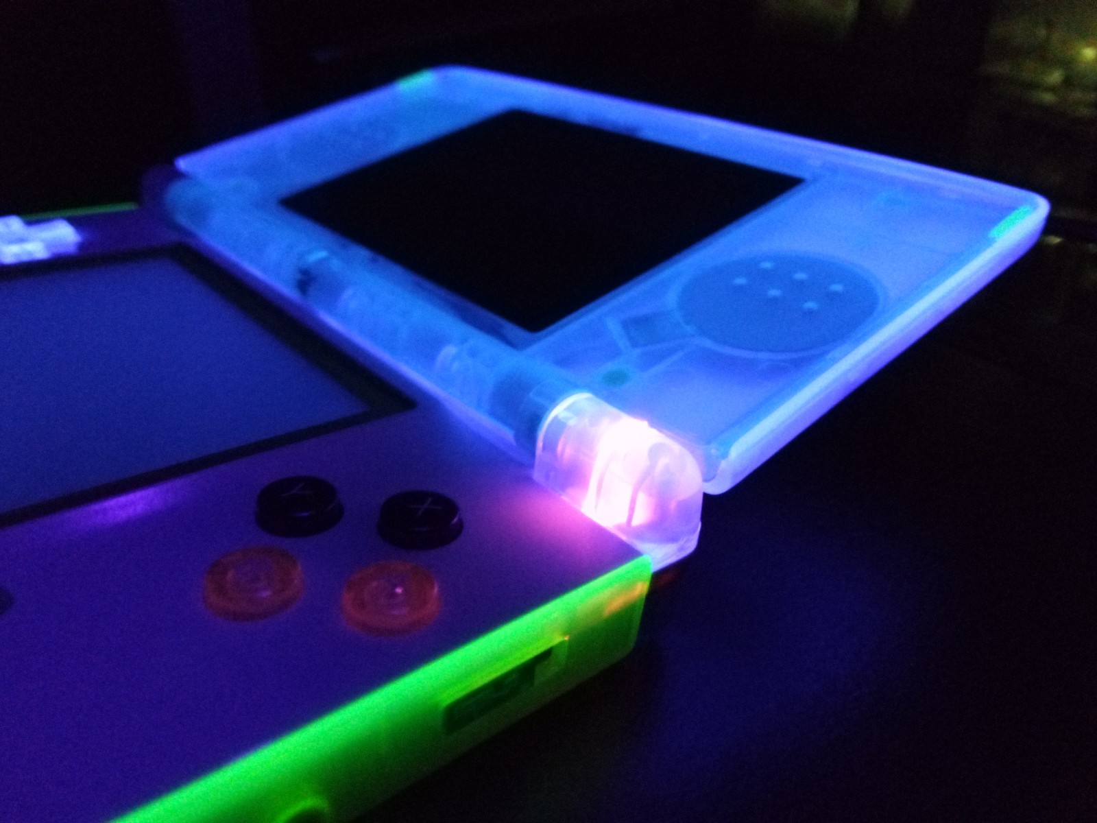 Nintendo DS Lite ReShell Purple Neon Yellow Blue Pink Gold USB Cable Gameboy GBA