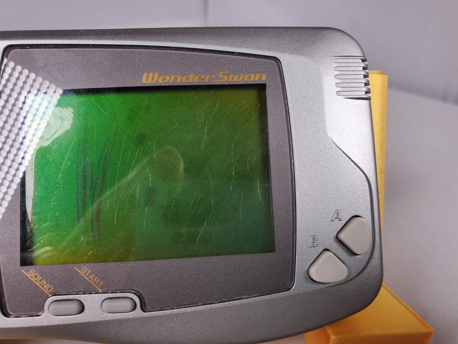 Bandai WonderSwan Silver Metallic SW-001 Handheld Console LCD Burn Used