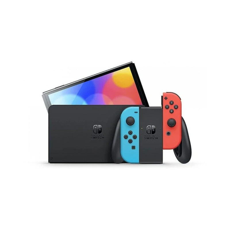 Nintendo Switch 64 GB OLED Model Console White, Neon Red & Neon Blue Used