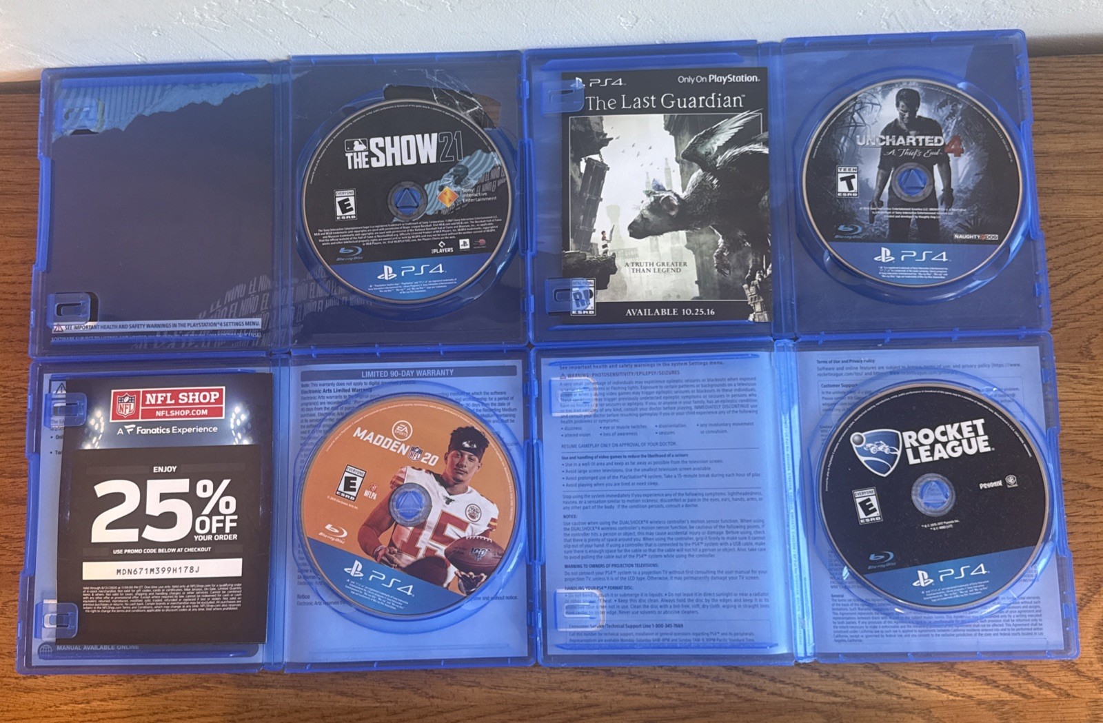 Sony PlayStation 4 Slim 1TB Black Console Bundle 16 Games 2 Remotes Cords Reset