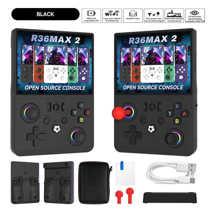 2026 Upgraded R36MAX2 Retro Handheld Game Console 4.5 Inch HD Screen 1024*768 Op