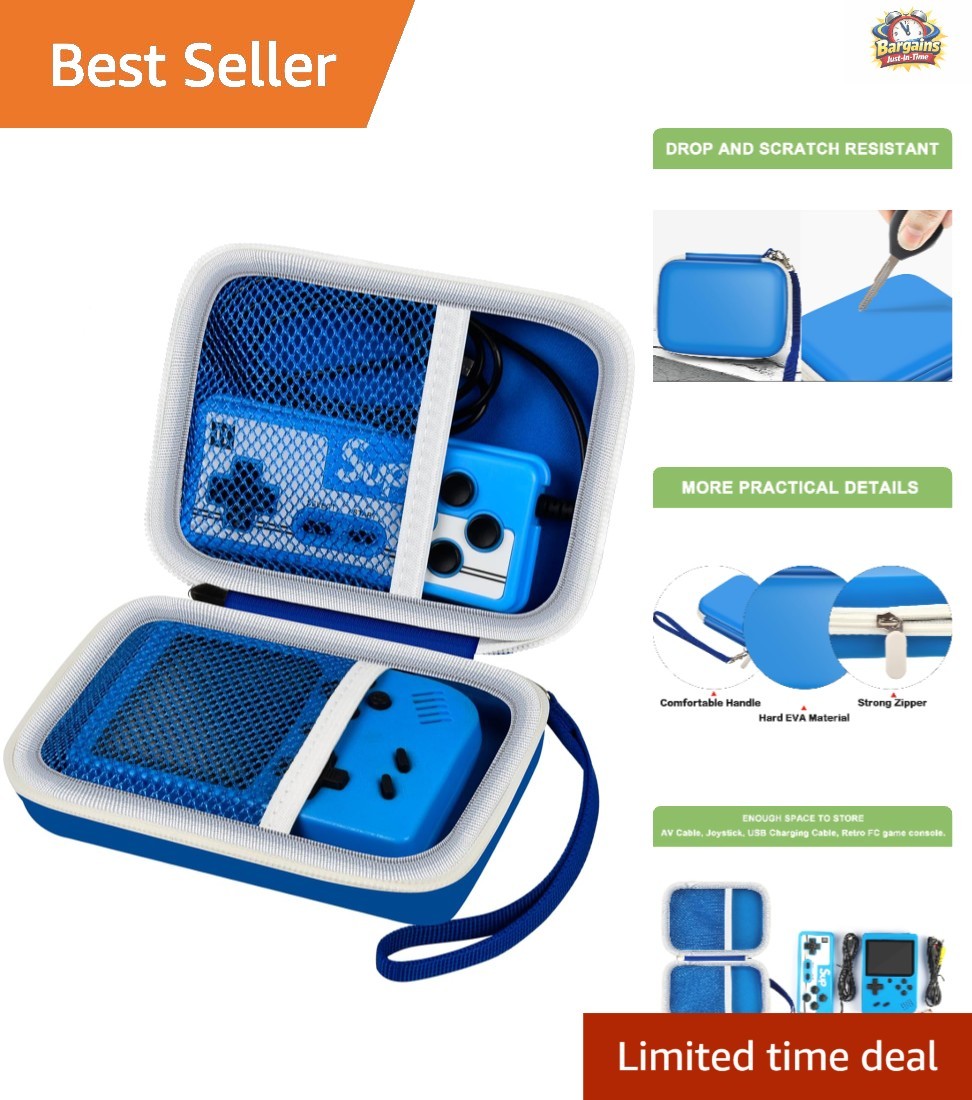 Blue Hard Case for Retro Handheld Consoles: Travel Storage & Organizer