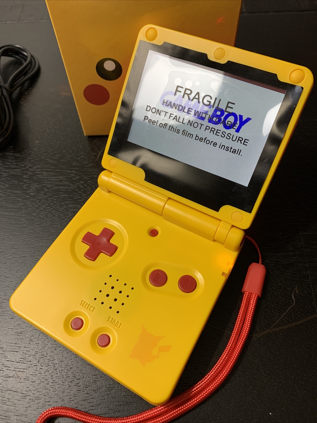 Pikachu GBA SP Gameboy Advance SP IPS V2 Bundle – Charger,Game,Yellow LED&Cheeks