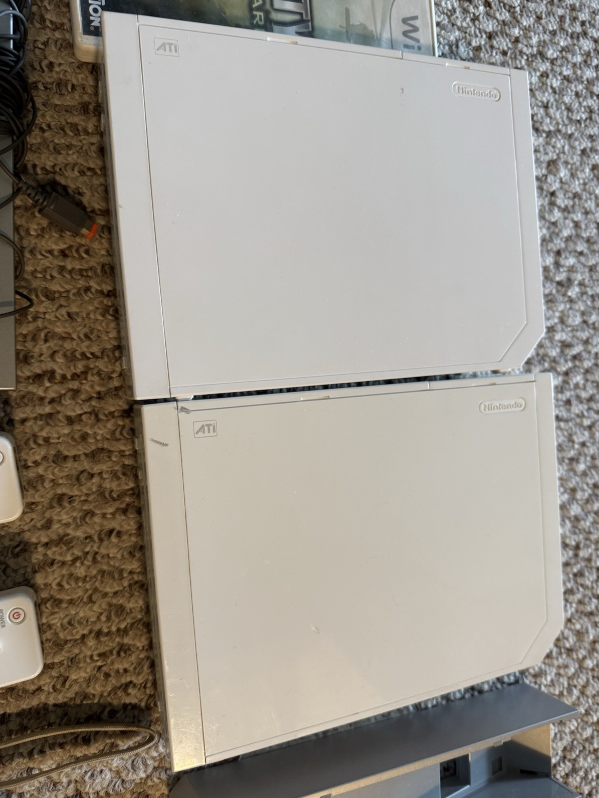 2 Lot Nintendo Wii Console RVL 001 Lot 2 Wii Remotes, Wires, 8 Games + More