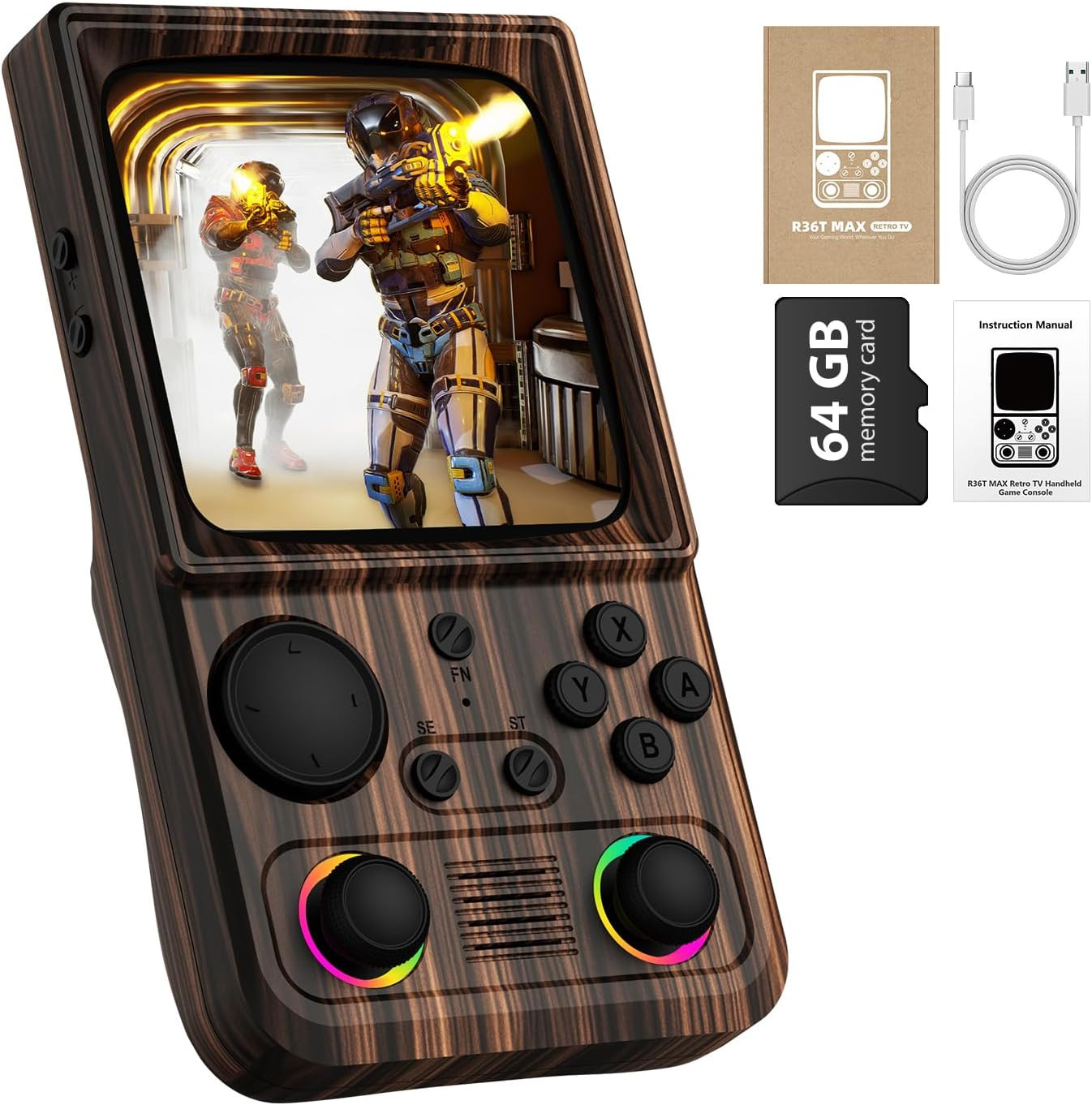 R36TMAX Retro Gaming Console, 4.0” IPS Screen, Retro Handheld Game Console 64GB