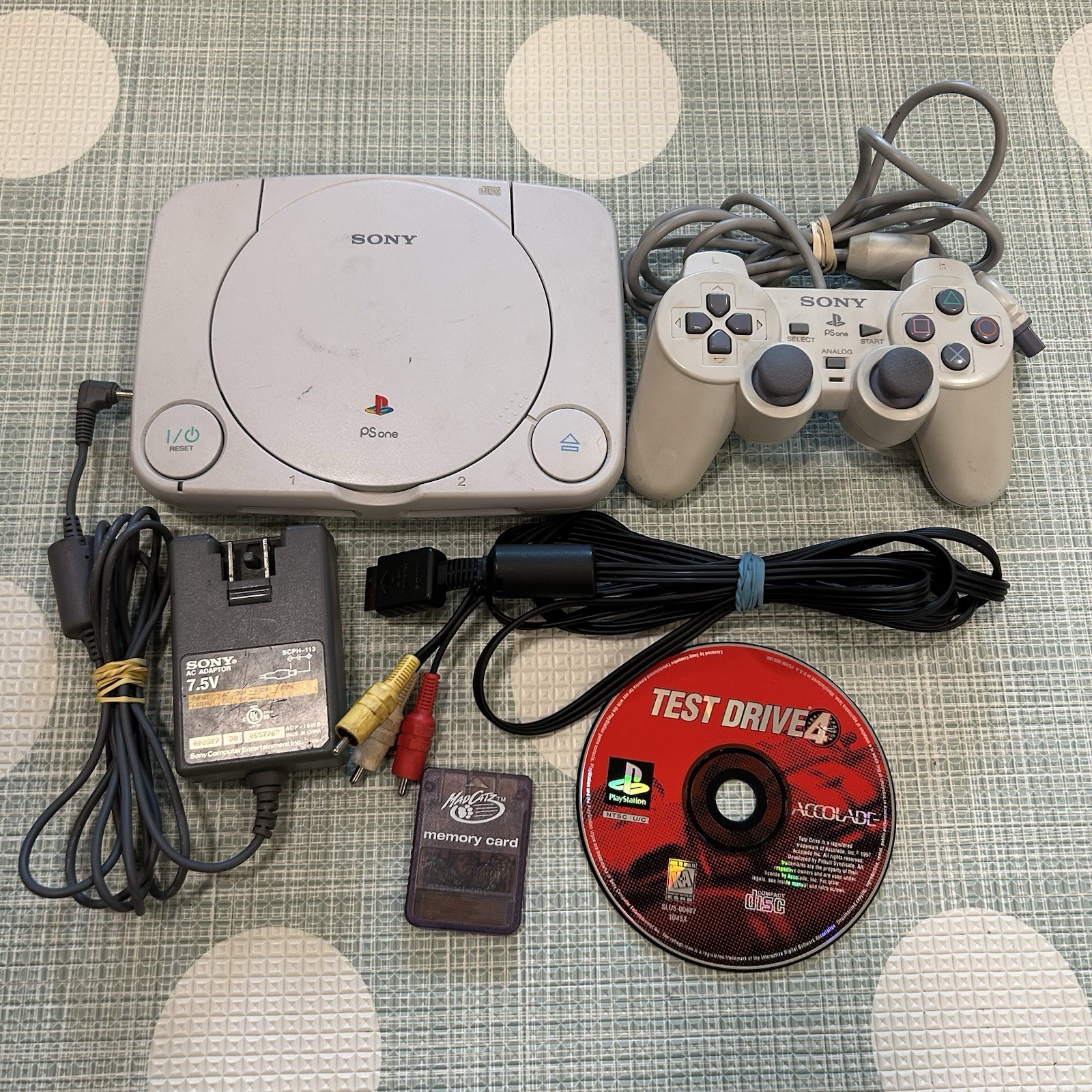 Sony PSOne PS1 PlayStation Console Bundle OEM Controller + Cords SCPH-101 TESTED