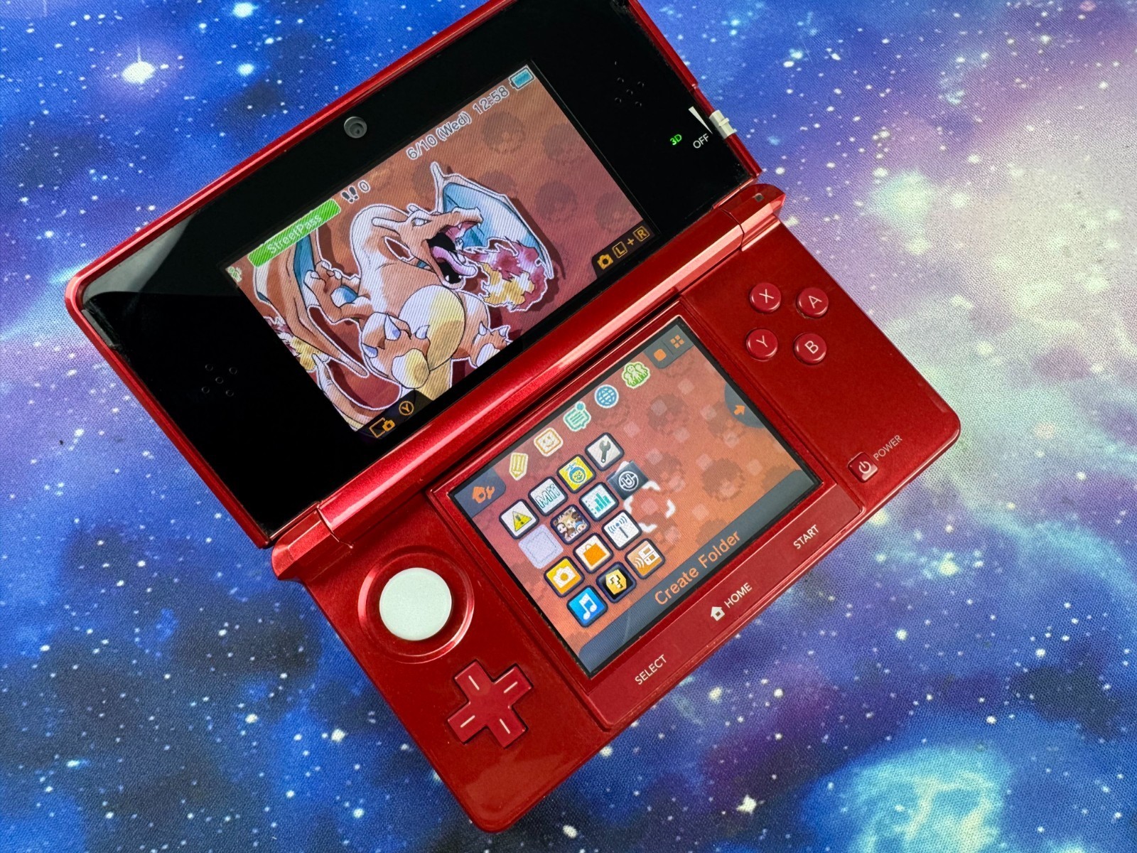 USB INBUILT CAPTURE CARD Metallic Red Original Nintendo 3DS Console REGFREE
