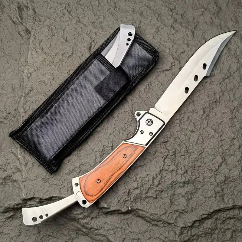 Outdoor Folding Knife, Tri-fold Knife with Nylon Sheath, Men’s Knife. Suitable f