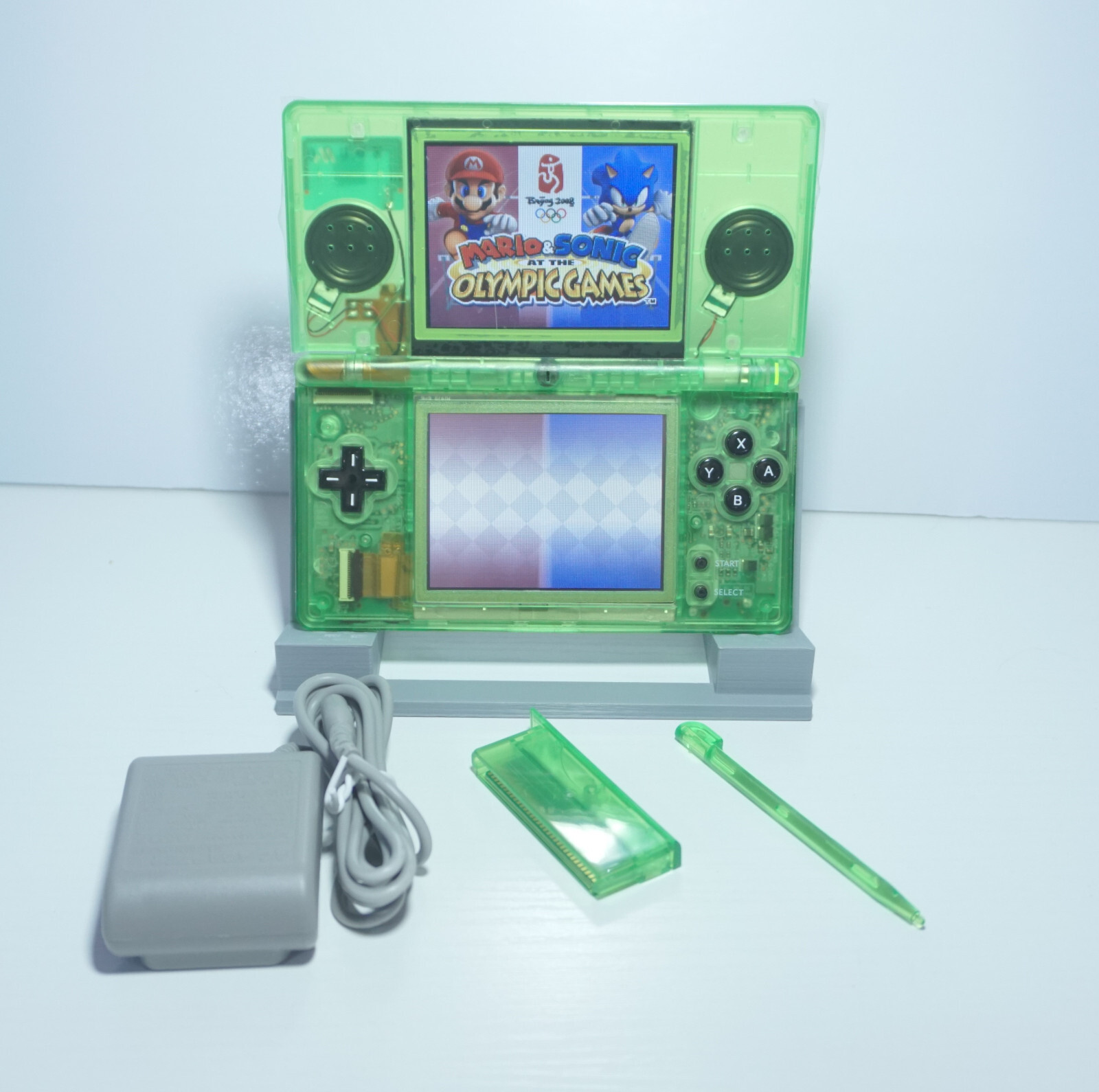 Nintendo DS Lite Transparent Clear Green & Black Handheld System with Charger