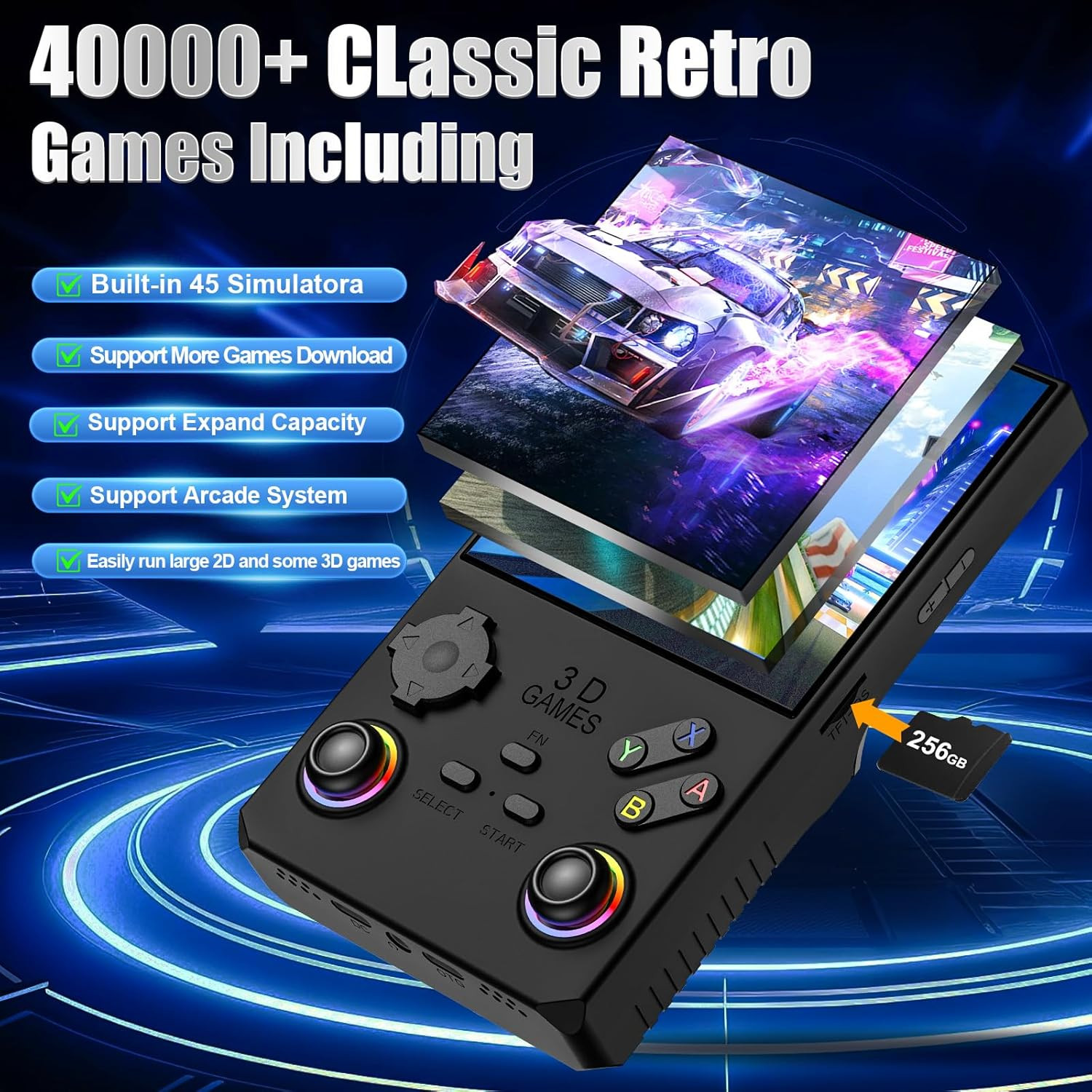 2026 V40MAX Upgraded Retro Handheld Game Console, Built in 40,000+Classic Games,