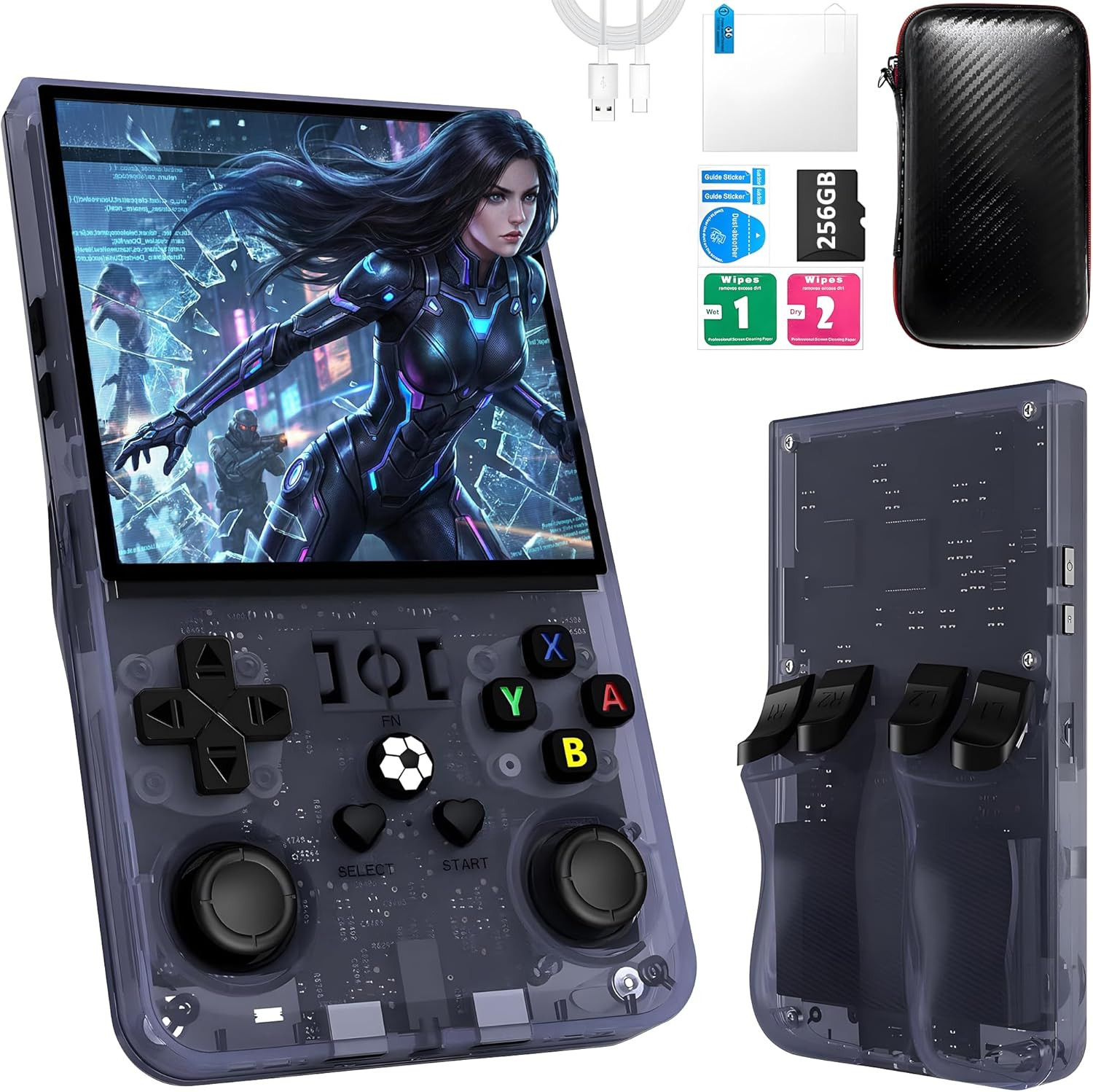 R36MAX Handheld Game Console, 40000+ Games Retro Gaming Console, 256GB TF Card M