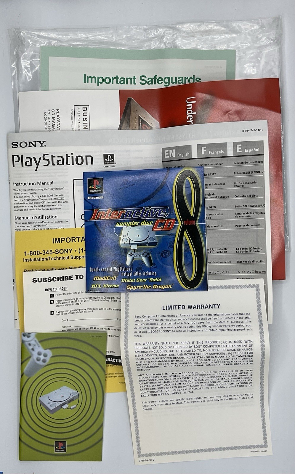 Sony Playstation 1 Dual Shock SCPH-7501 Console CIB Works Great W/ 2 Controllers