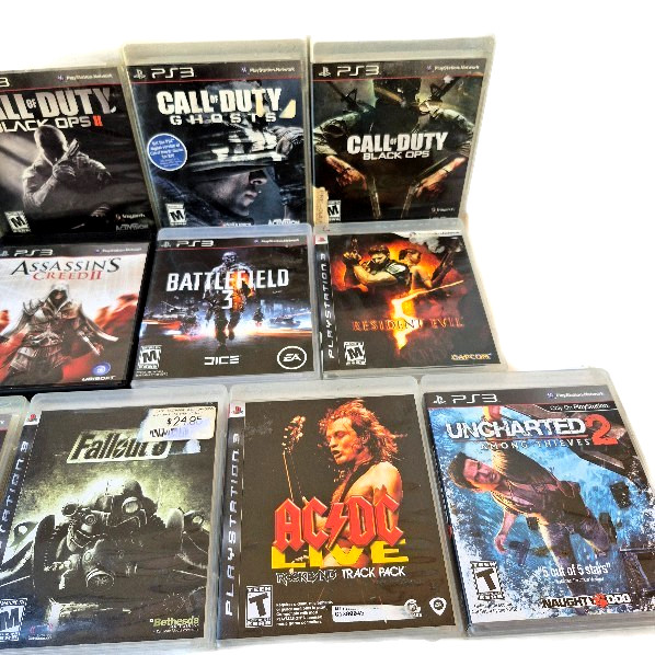 PS3 Console BUNDLE, 3 Controllers, 18 GAMES, Cords, Mic, CECH 4001 B – TESTED