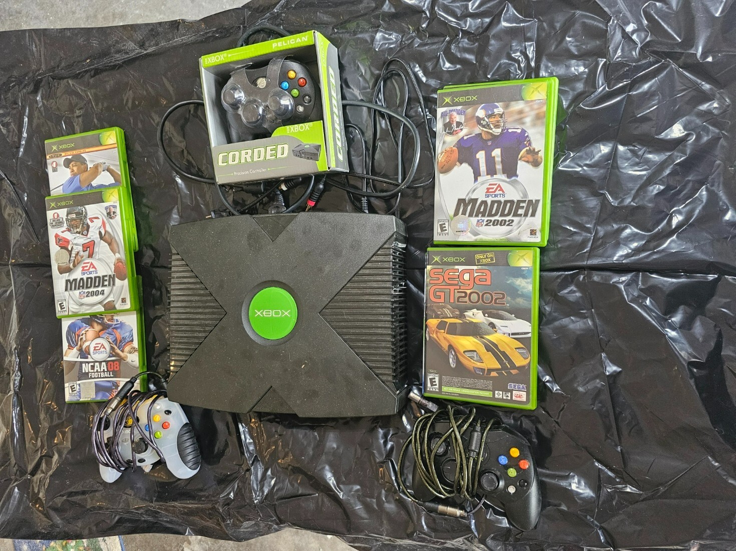 Microsoft Black Video Game Console (Works) with 7 games and 3 controllers