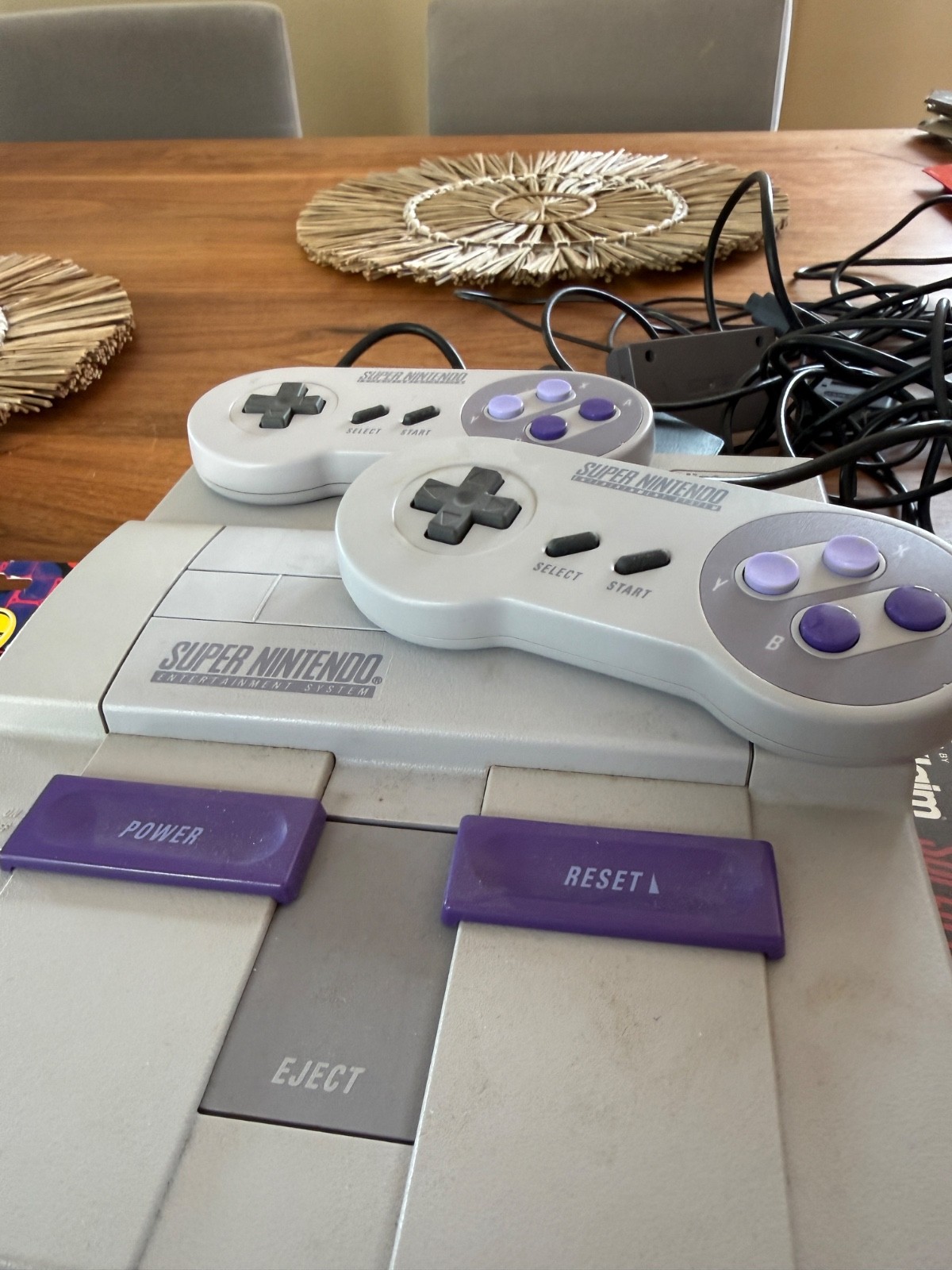 Super Nintendo SNES Console Bundle – SNS-001 with 2 Controllers, College Slam Ga