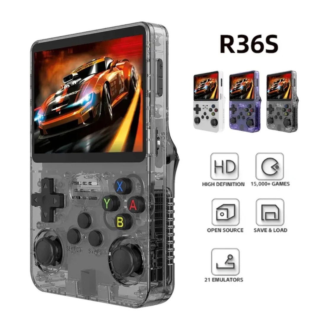 R36S Retro Handheld Game Console 128GB White Portable Gaming Player