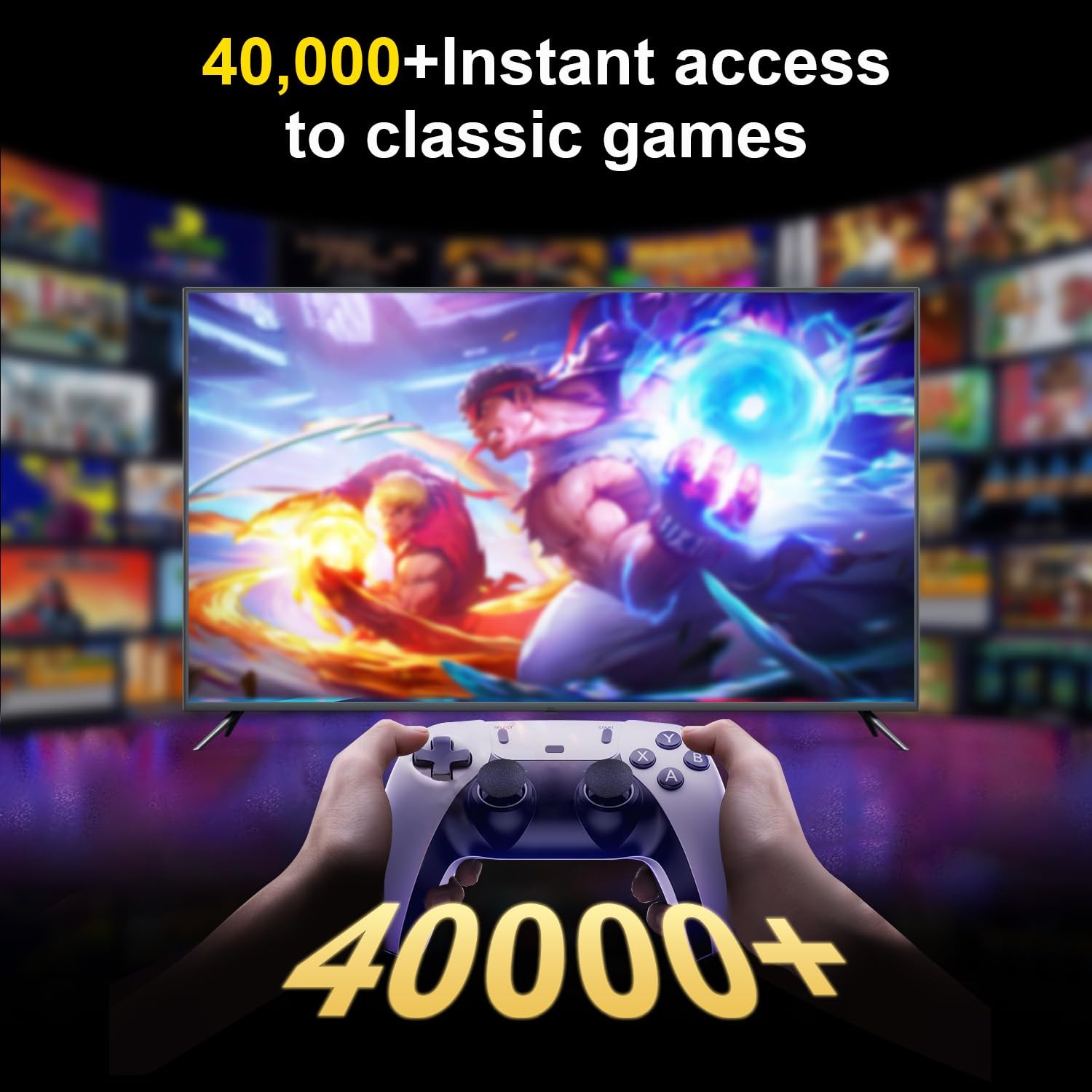 “Retro Gaming Console 4K HDMI 40,000+ Games Dual Wireless Controllers TV”