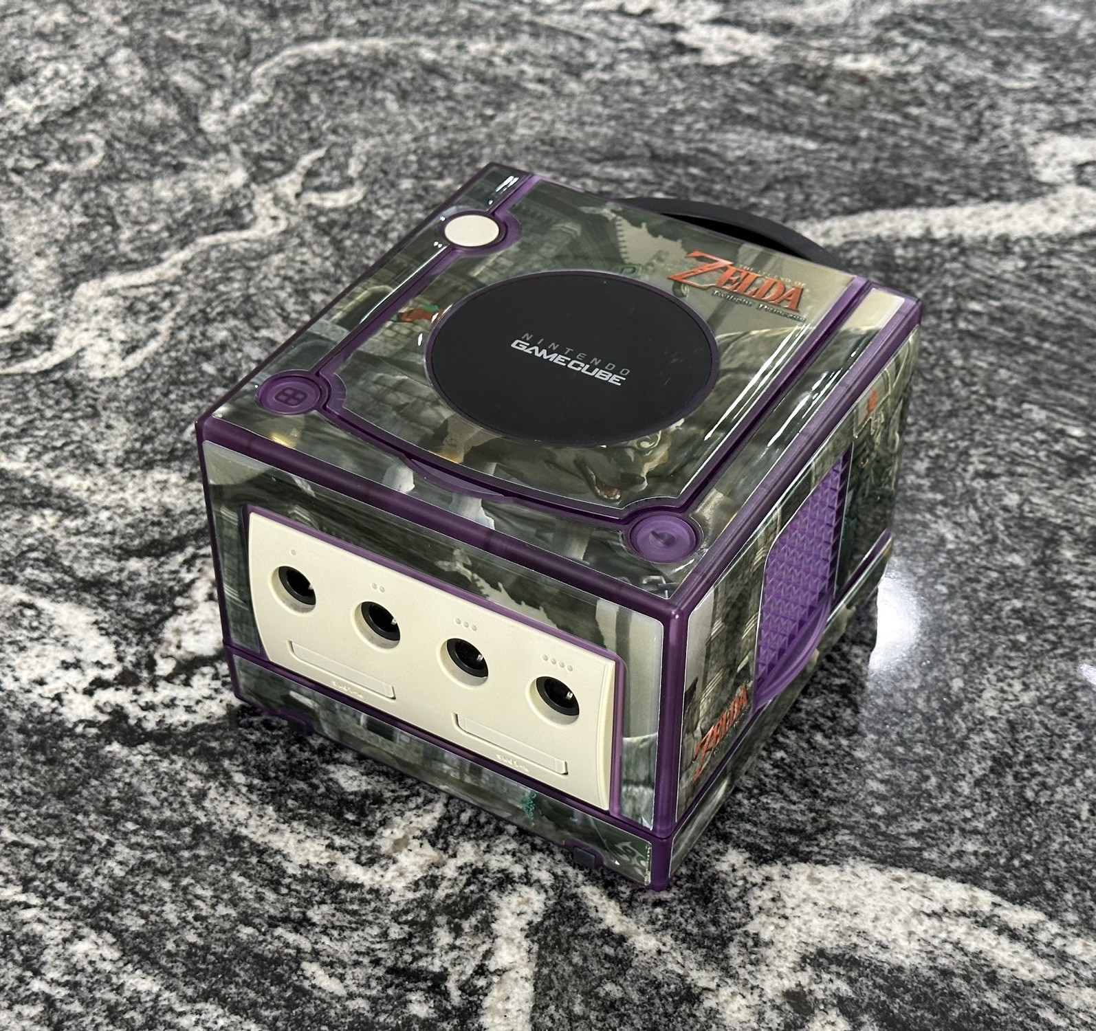 Nintendo GameCube Custom clear purple with Zelda decal