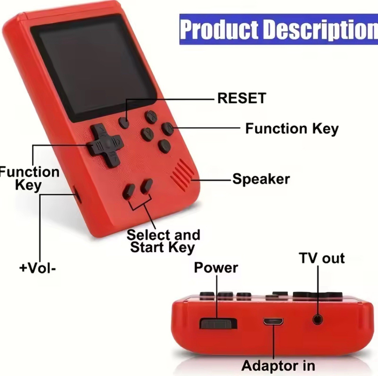 2.4 Inch LCD Screen Retro Video Game Console Built-in 400 Games- Game Console