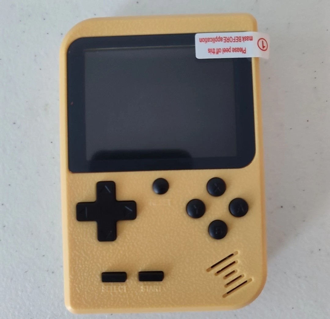Yellow Handheld Game Console, 168 Games, 3.0″ Screen, TV Output, Rechargeable