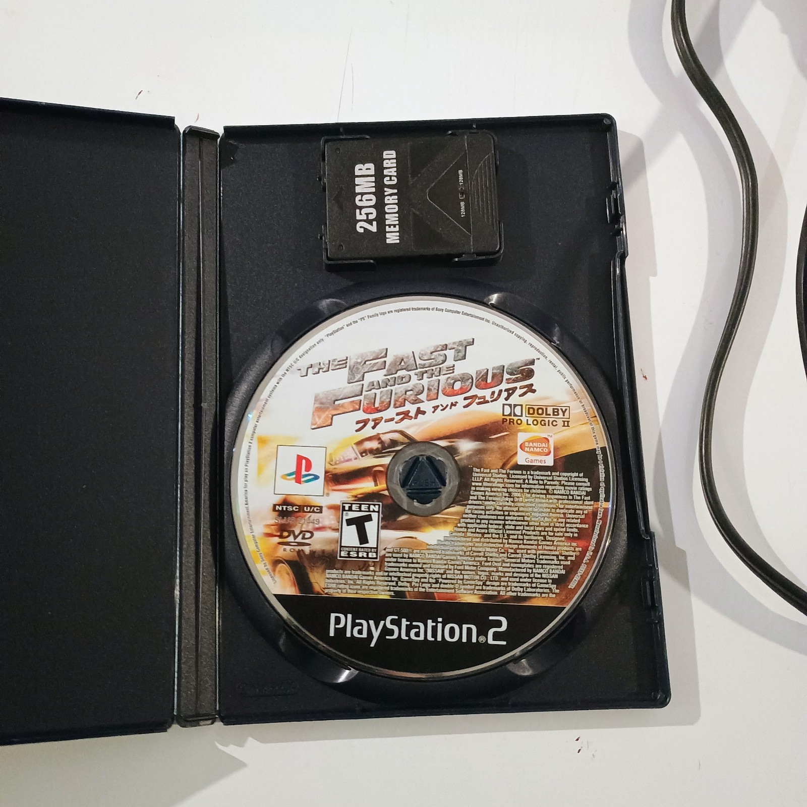 Sony PlayStation 2 PS2 Fat Console with Cords + third party controller, 256MB