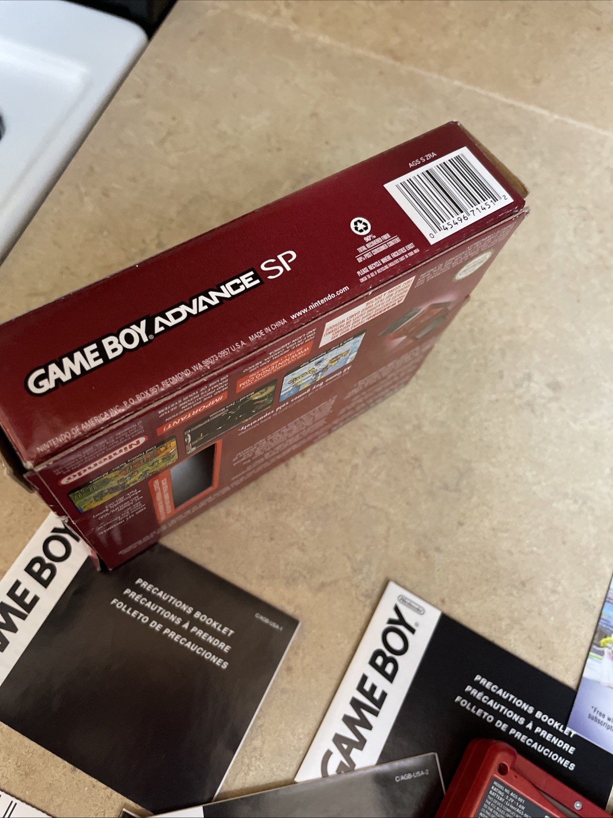 Nintendo Game boy Advanced SP Flame Red AGS-001 CIB w/ Box Charger Manuals CLEAN