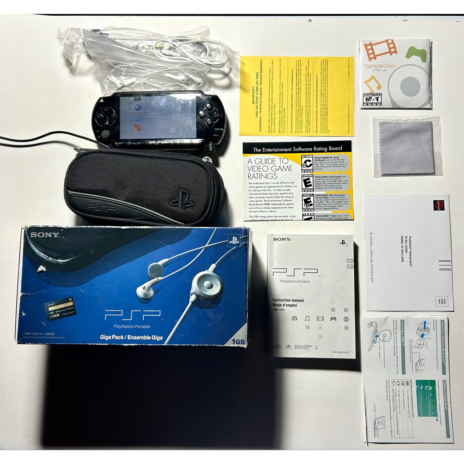 SONY PSP-1001 Complete CIB Black Console No Battery no Charger🔥Works giga