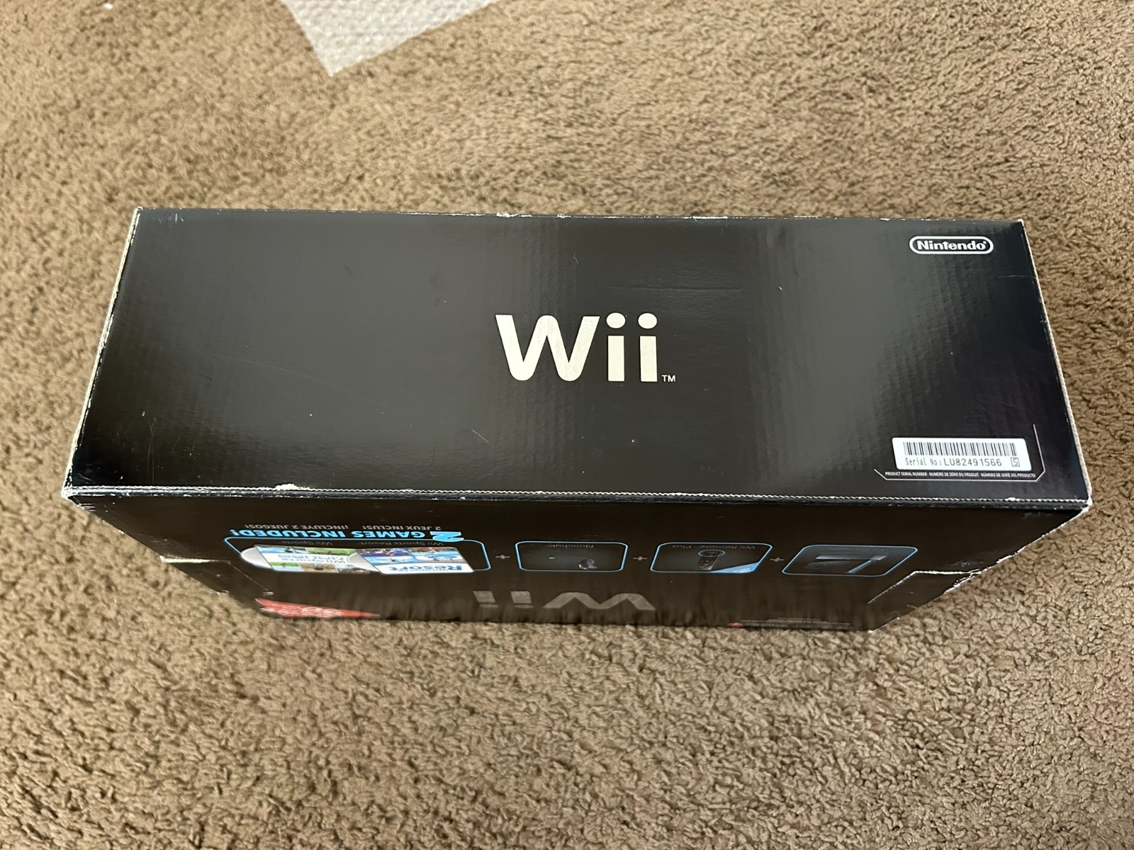 NEW Nintendo Wii With Wii Sports + Wii Sports Resort Black Console System Bundle