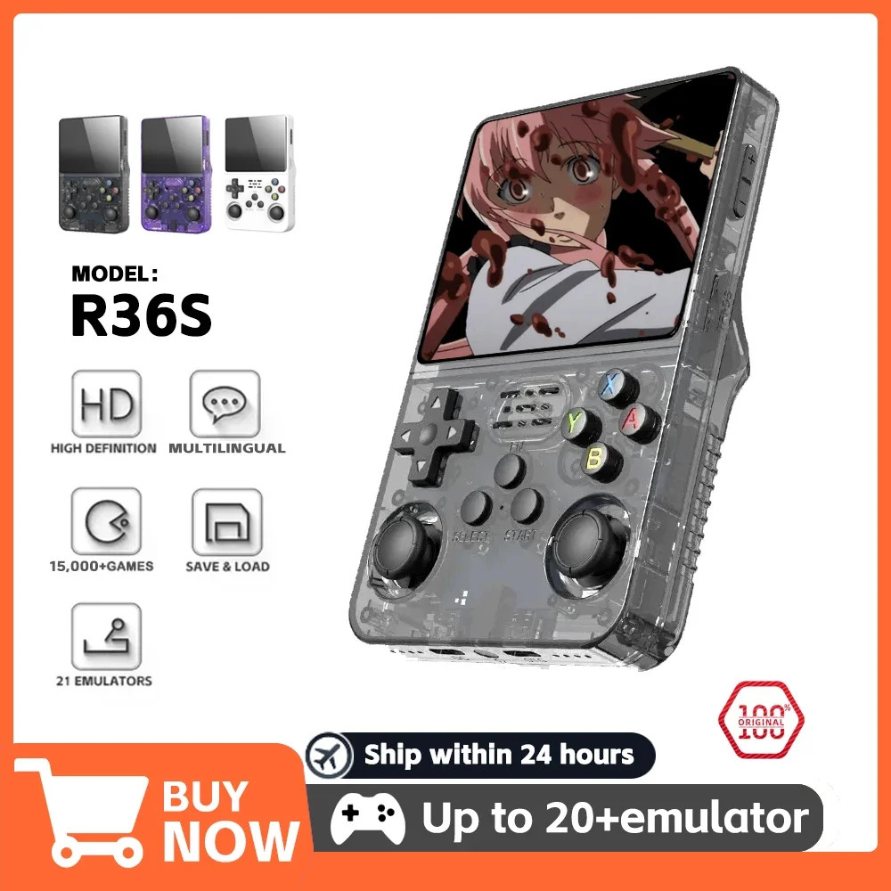 R36S Retro Handheld Video Game Console Linux System 3.5 inch IPS Screen Mini