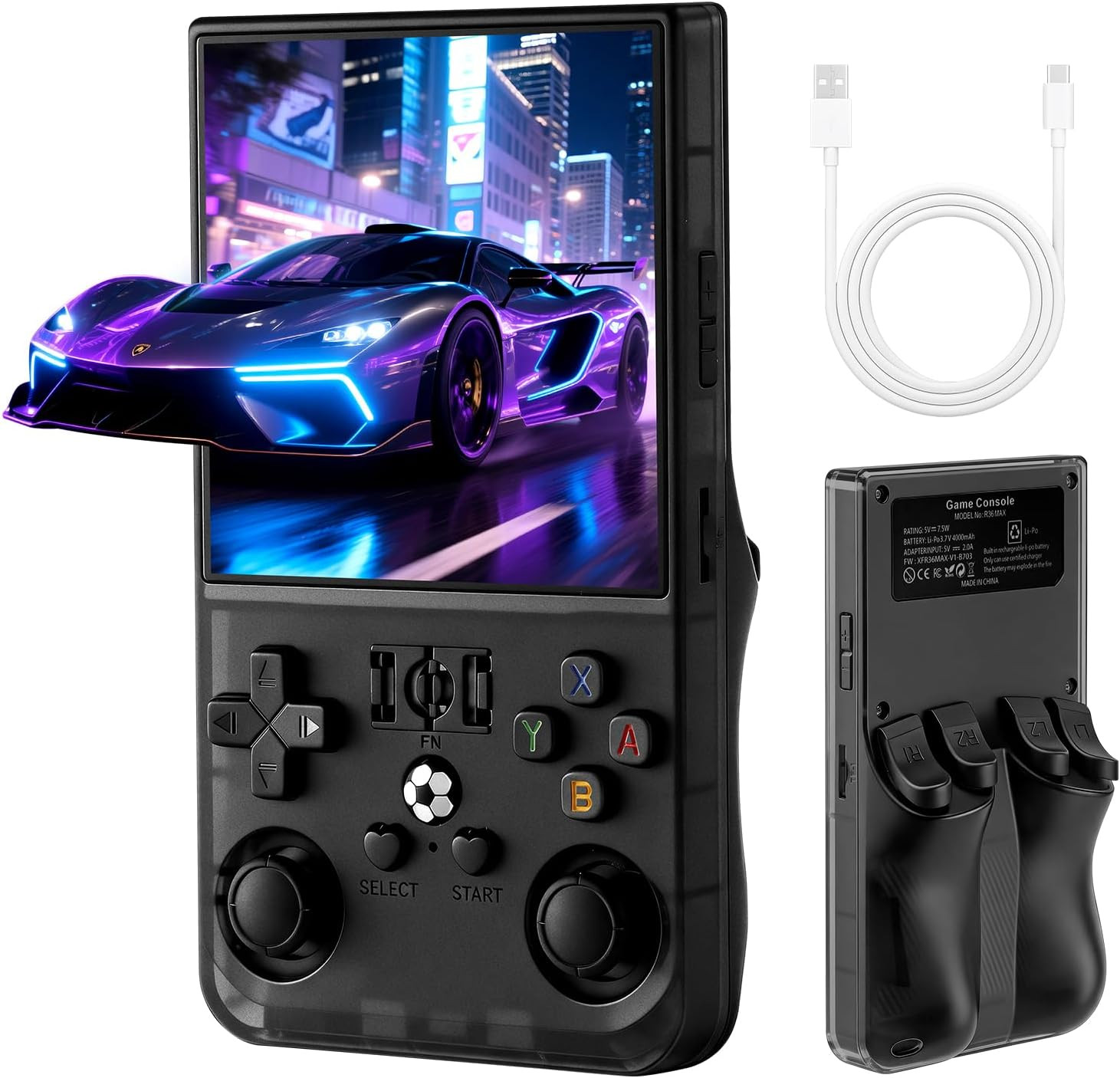 R36MAX Retro Handheld Game Console, 4.0-Inch HD IPS Screen, 4000Mah Battery, 64G