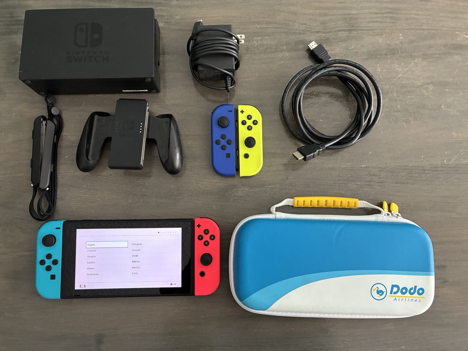 Nintendo Switch HAC-001 Console Bundle w/ Dock, Joy-Con Sets, Case, HDMI, USB-C