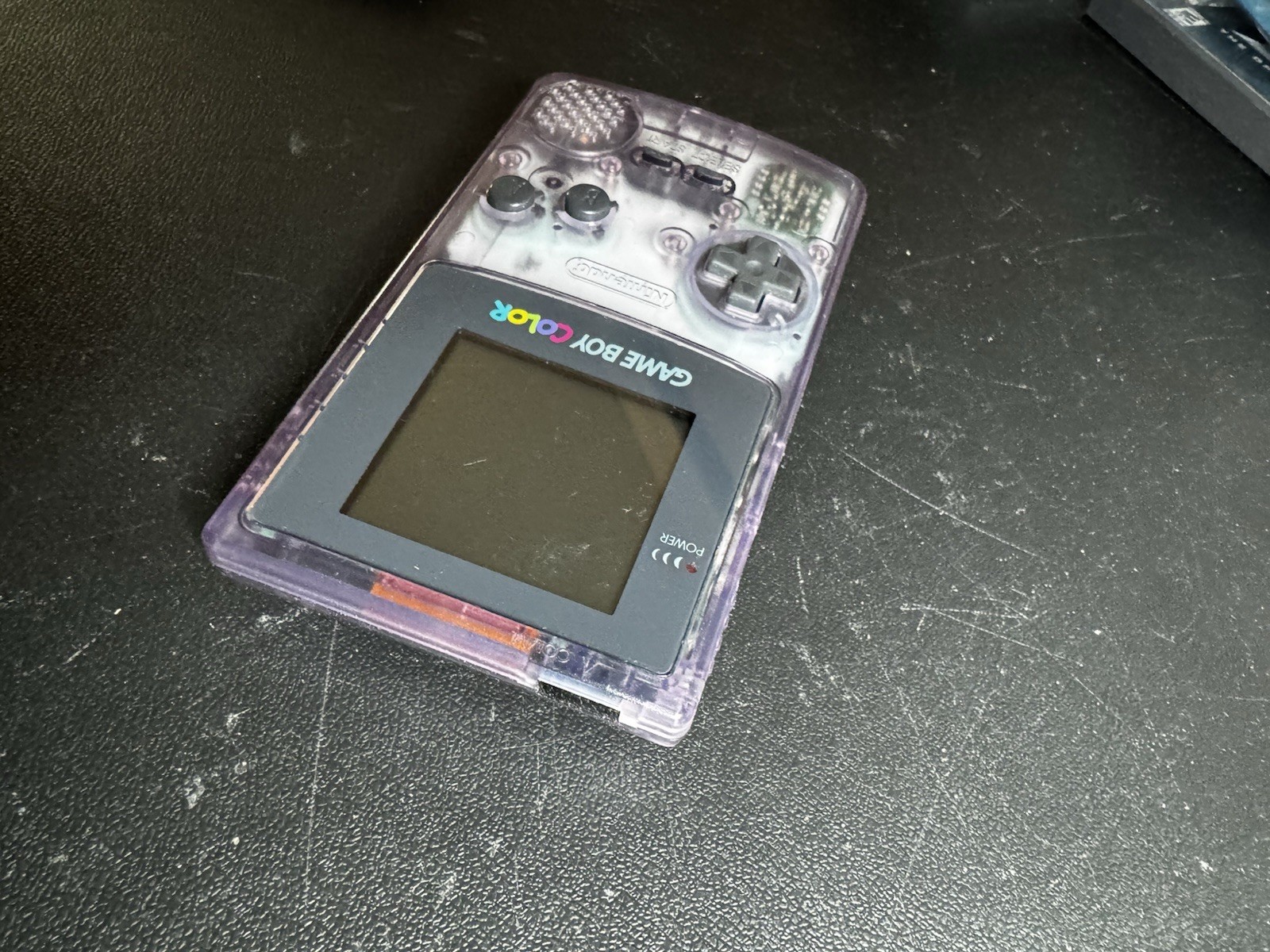 Nintendo Game Boy Color Atomic Purple W/ Star Wars Episode One Racer Works Great