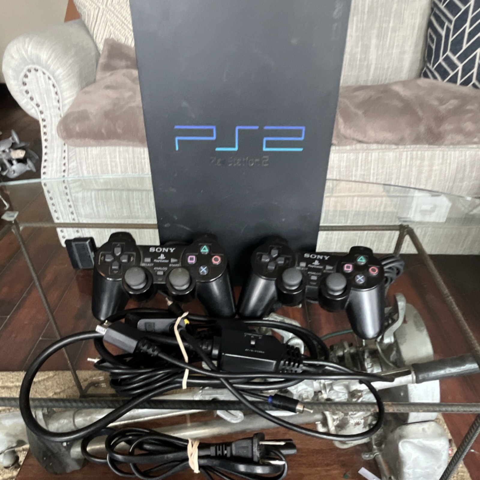 Sony PlayStation 2 Console SCPH-39001 Black Controllers Cables USB Expansion Bay