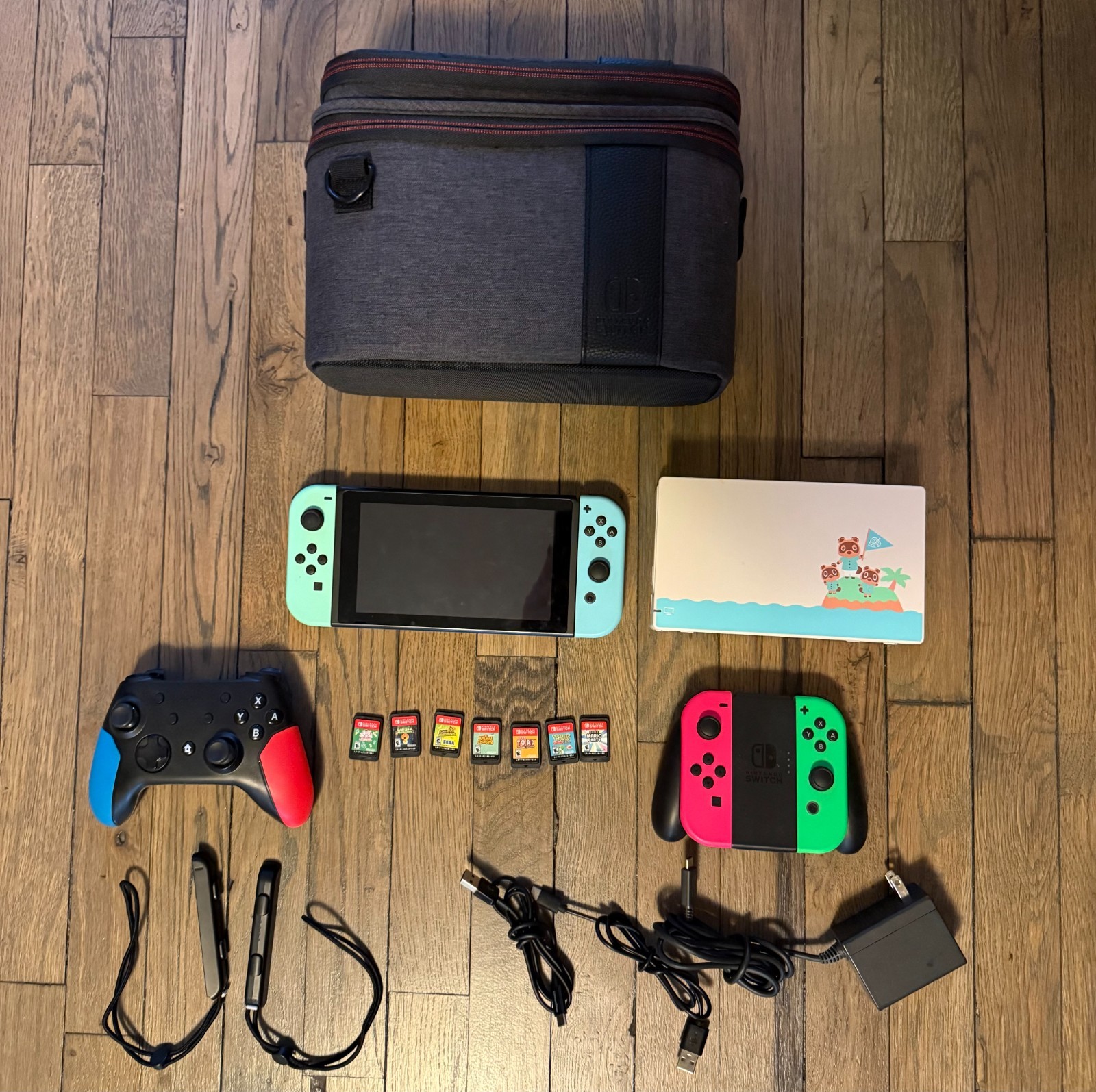 Nintendo Switch Animal Crossing Edition Bundle w/ 7 Games, 4 Joy-Cons, Case