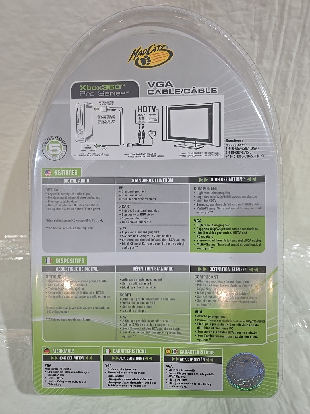 Madcatz Xbox 360 Pro Series VGA HD AV Cable – HD Video & Audio Output