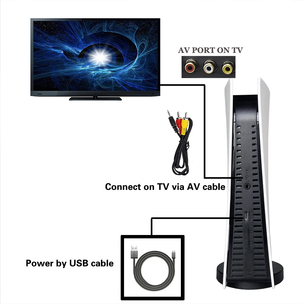 GS5 8-bit TV Video AV Output USB Plug & Play Support 200+ Nostalgia Game Console
