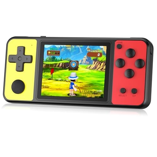 32 Bit Handheld Games for Kids Built-in 139 Video Games,3.0″ IPS Yellow-red