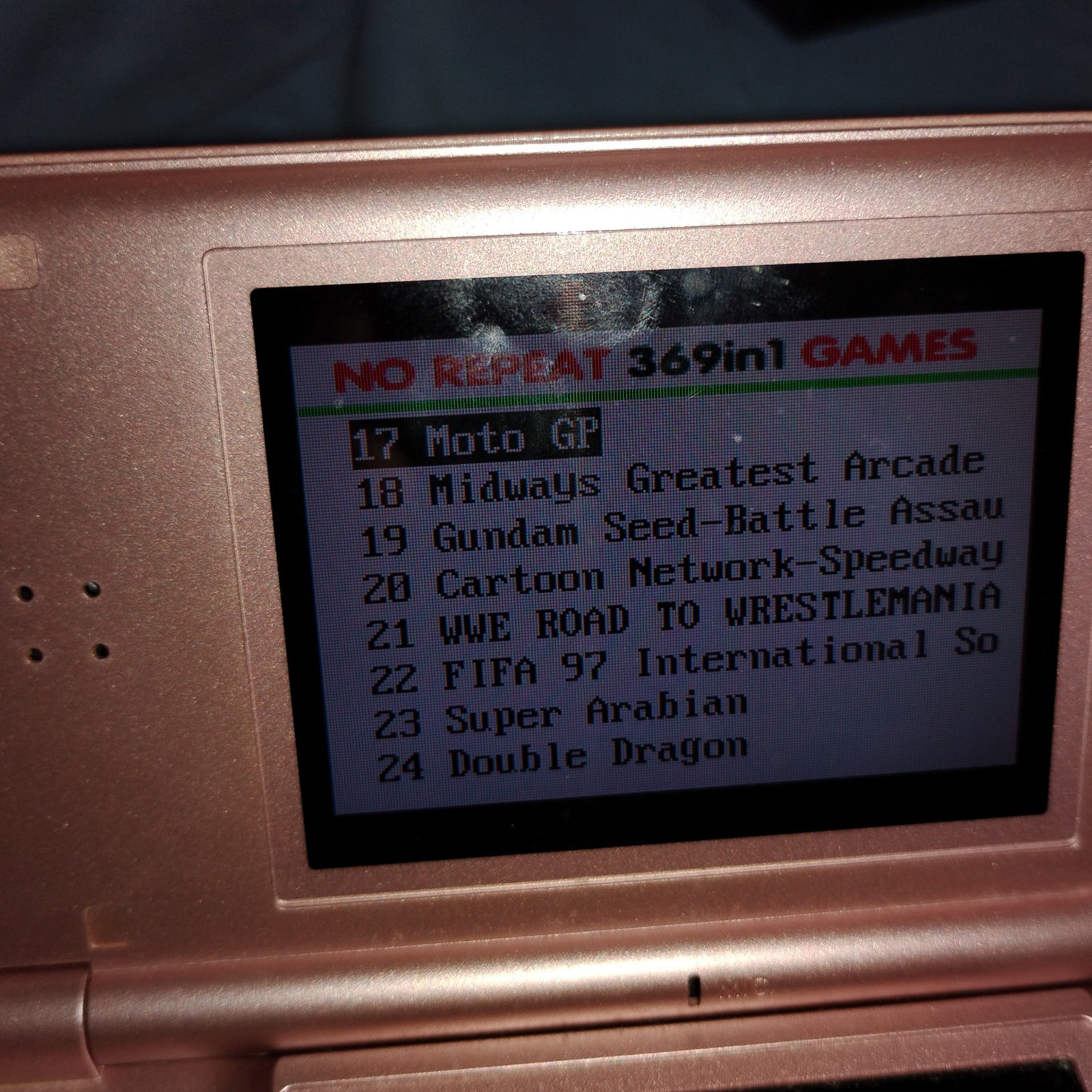 Nintendo DS Lite Metallic Pink Console Working With Games 369 In 1 GBA R4 Card