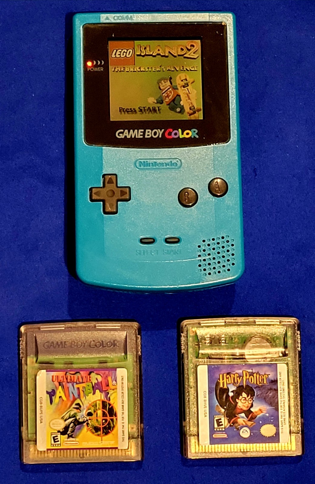 Nintendo Game Boy Color Handheld Game Console – Teal With 3 Games Tested Working