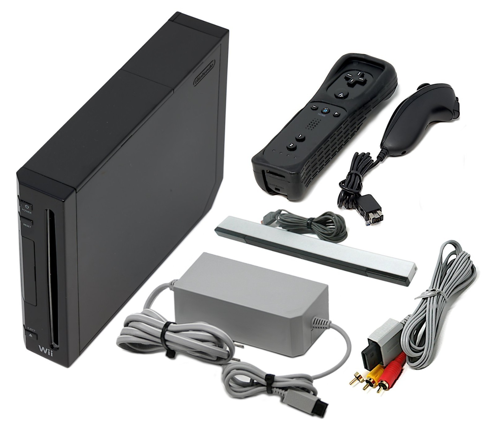 Nintendo Wii Console / Wires / Sesnor Bar & 1 Wii Remote OEM Black
