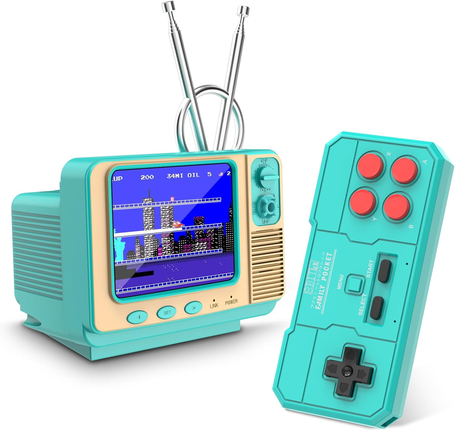 Retro Handheld Game Console – GV300S JALECO+168 Classic Games Mini TV Style with